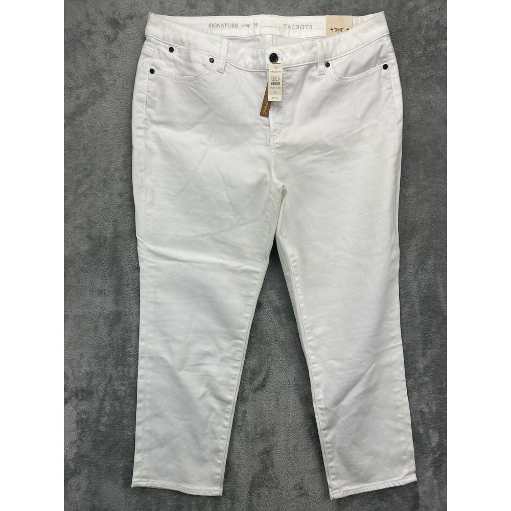 Talbots Womens Signature Crop‎ Jeans 14 White 34x26 Comfy Cozy Denim